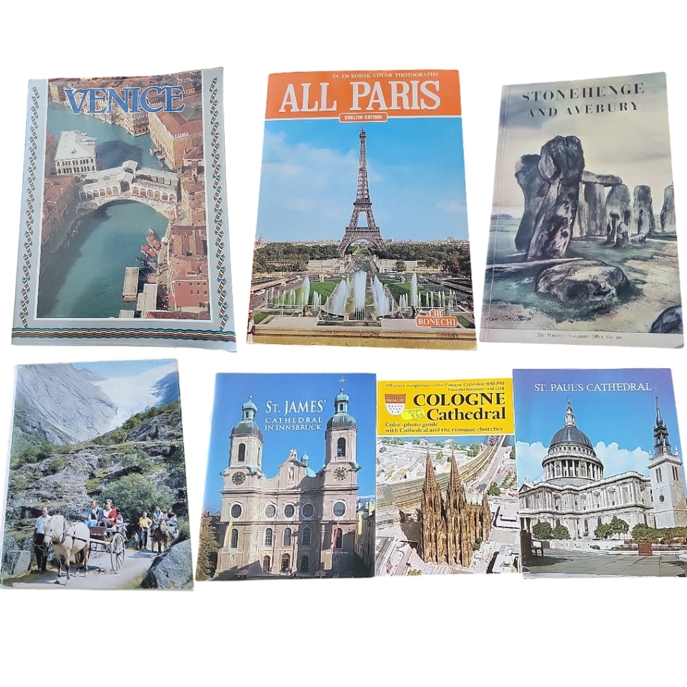 Vintage Lot of Travel Guide Illustrated Books Norway Venice Paris Germany Spain